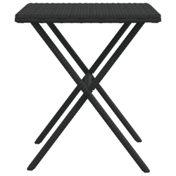Leżaki ze stolikiem, 2 szt., czarne, polirattan