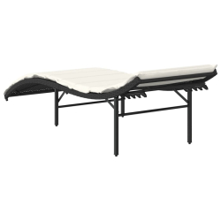 Leżak z poduszką, czarny, 55x199x50 cm, polirattan