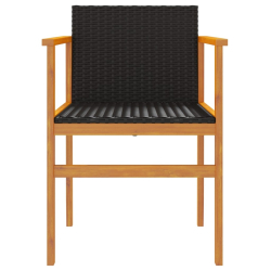 Krzesła ogrodowe, 2 szt., czarne, polirattan i drewno