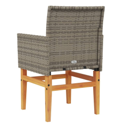 Krzesła ogrodowe, poduszki, 2 szt, szare, polirattan i drewno