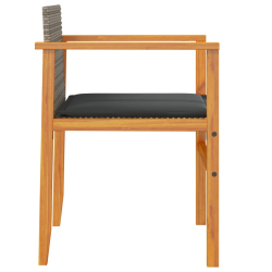 Krzesła ogrodowe, poduszki, 2 szt., szare, rattan PE i drewno