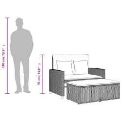 Sofa ogrodowa z poduszkami, 2-osobowa, brązowa, polirattan