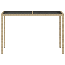 Stół ogrodowy ze szklanym blatem, beż, 115x54x74 cm, rattan PE