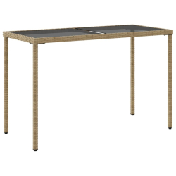 Stół ogrodowy ze szklanym blatem, beż, 115x54x74 cm, rattan PE