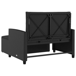 Sofa ogrodowa z poduszkami, 2-osobowa, czarna, polirattan