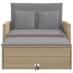 Sofa ogrodowa z poduszkami, 2-osobowa, beżowa, polirattan