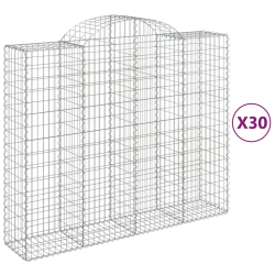 Kosze gabionowe, 30 szt, 200x50x160/180cm, galwanizowane żelazo