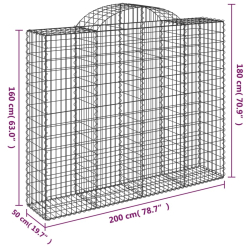 Kosze gabionowe, 30 szt, 200x50x160/180cm, galwanizowane żelazo