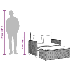 Sofa ogrodowa z poduszkami, 2-osobowa, beżowa, polirattan