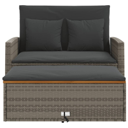 Sofa ogrodowa z poduszkami, 2-os., szara, rattan PE i akacja
