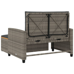 Sofa ogrodowa z poduszkami, 2-os., szara, rattan PE i akacja