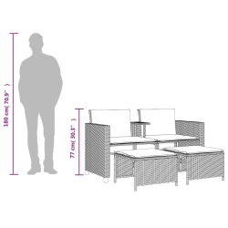2-os. sofa ogrodowa ze stolikiem i stołkami, brąz, polirattan