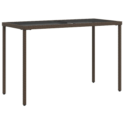 Stół ogrodowy ze szklanym blatem, brąz, 115x54x74 cm, rattan PE