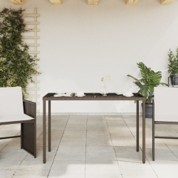 Stół ogrodowy ze szklanym blatem, brąz, 115x54x74 cm, rattan PE