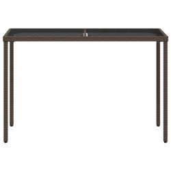 Stół ogrodowy ze szklanym blatem, brąz, 115x54x74 cm, rattan PE