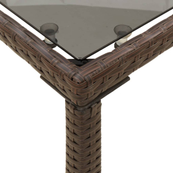 Stół ogrodowy ze szklanym blatem, brąz, 115x54x74 cm, rattan PE