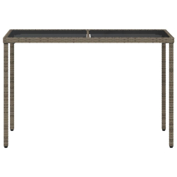 Stół ogrodowy ze szklanym blatem, szary, 115x54x74cm, rattan PE
