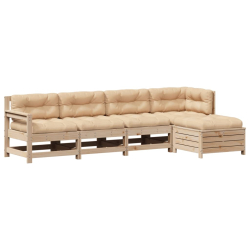 5-cz. zestaw mebli ogrodowych z poduszkami, lite drewno sosnowe