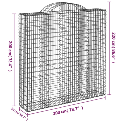 Kosze gabionowe, 11 szt, 200x50x200/220cm, galwanizowane żelazo