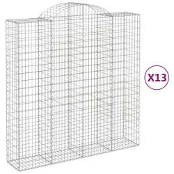 Kosze gabionowe, 13 szt, 200x50x200/220cm, galwanizowane żelazo