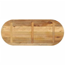 Blat stołu, 100x40x3,8 cm, owalny, surowe drewno mango