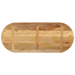 Blat stołu, 140x60x3,8 cm, owalny, lite surowe drewno mango
