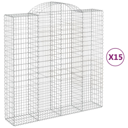 Kosze gabionowe, 15 szt, 200x50x200/220cm, galwanizowane żelazo