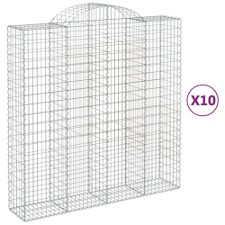 Kosze gabionowe, 10 szt, 200x50x200/220cm, galwanizowane żelazo
