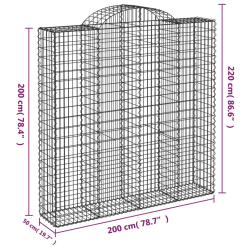 Kosze gabionowe, 10 szt, 200x50x200/220cm, galwanizowane żelazo