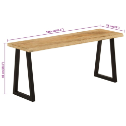 Ławka z naturalną krawędzią drewna, 105 cm, lite drewno mango