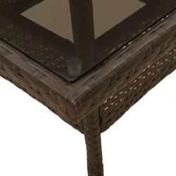 Stół ogrodowy ze szklanym blatem, brązowy, 80x80x75 cm