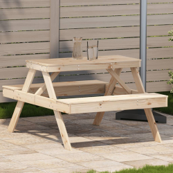 Stół piknikowy, 105x134x75 cm, lite drewno sosnowe