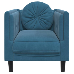 Fotel z poduszkami, niebieski, aksamit