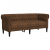 Sofa Chesterfield, dwuosobowa, brązowa, obita tkaniną