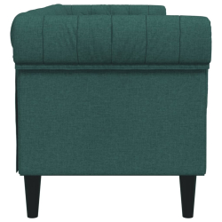 Sofa Chesterfield, trzyosobowa, ciemnozielona, obita tkaniną