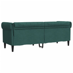 Sofa Chesterfield, trzyosobowa, ciemnozielona, obita tkaniną