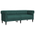 Sofa Chesterfield, trzyosobowa, ciemnozielona, obita tkaniną