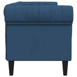 Sofa Chesterfield, trzyosobowa, niebieska, obita tkaniną