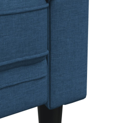 Sofa Chesterfield, trzyosobowa, niebieska, obita tkaniną