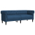 Sofa Chesterfield, trzyosobowa, niebieska, obita tkaniną