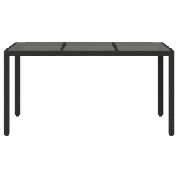 Stół ogrodowy ze szklanym blatem, czarny, 150x90x75cm rattan PE