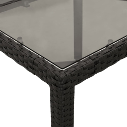 Stół ogrodowy ze szklanym blatem, czarny, 150x90x75cm rattan PE