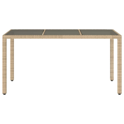 Stół ogrodowy ze szklanym blatem, beżowy, 150x90x75cm rattan PE
