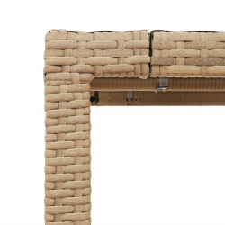Stół ogrodowy ze szklanym blatem, beżowy, 150x90x75cm rattan PE