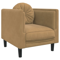Fotel z poduszkami, brązowy, aksamit