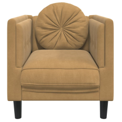 Fotel z poduszkami, brązowy, aksamit