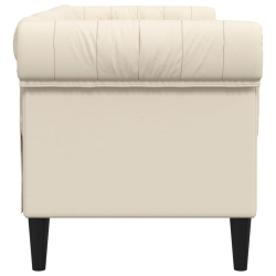 Sofa Chesterfield, dwuosobowa, kremowa, tkanina