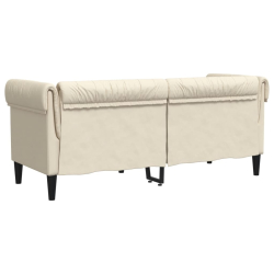 Sofa Chesterfield, dwuosobowa, kremowa, tkanina