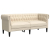 Sofa Chesterfield, dwuosobowa, kremowa, tkanina