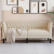 Sofa Chesterfield, dwuosobowa, kremowa, tkanina